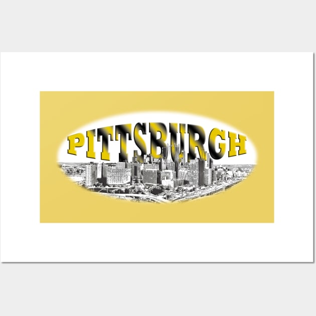 Pittsburgh in Black and Gold Wall Art by ToochArt